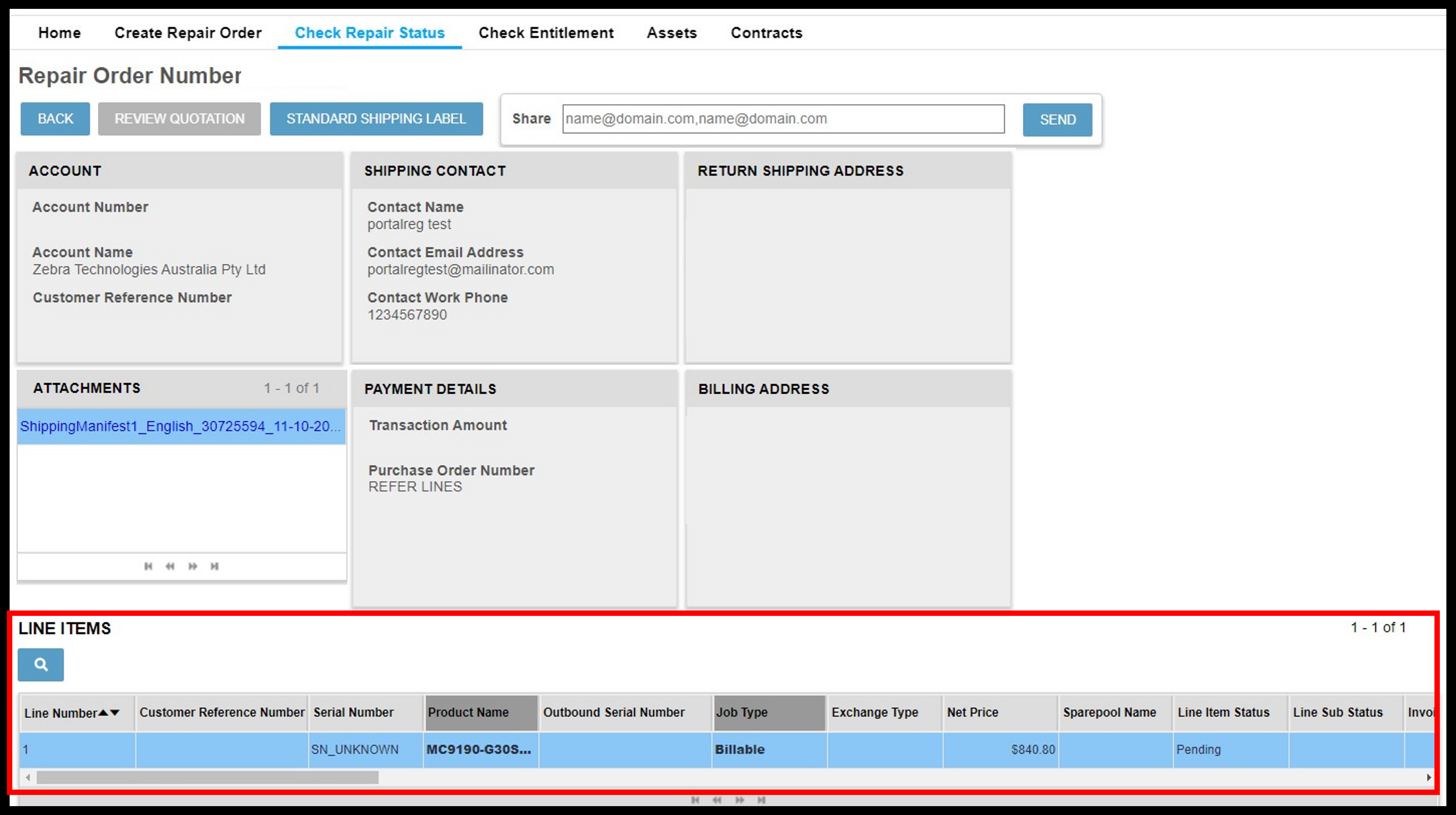 View Repair Details Screenshot 12