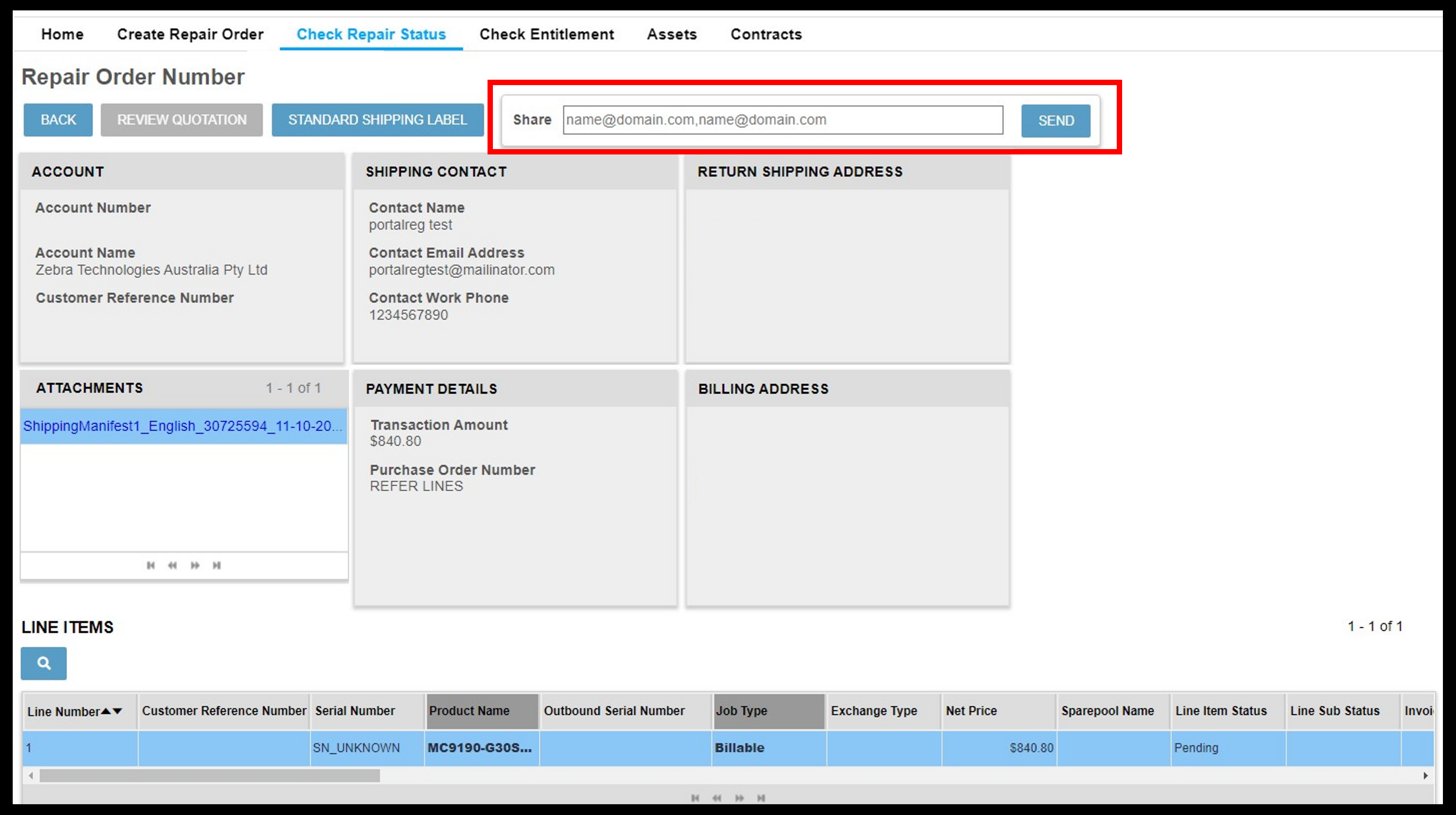 View Repair Details Screenshot 14