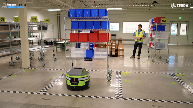 Zebra Symmetry Fulfillment AMR Cart Pickup at Induction