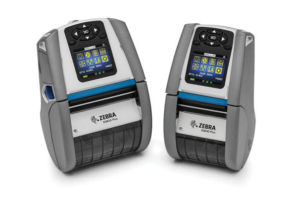Front view of one Zebra ZQ600 mobile printers and one ZQ600 Plus mobile printers