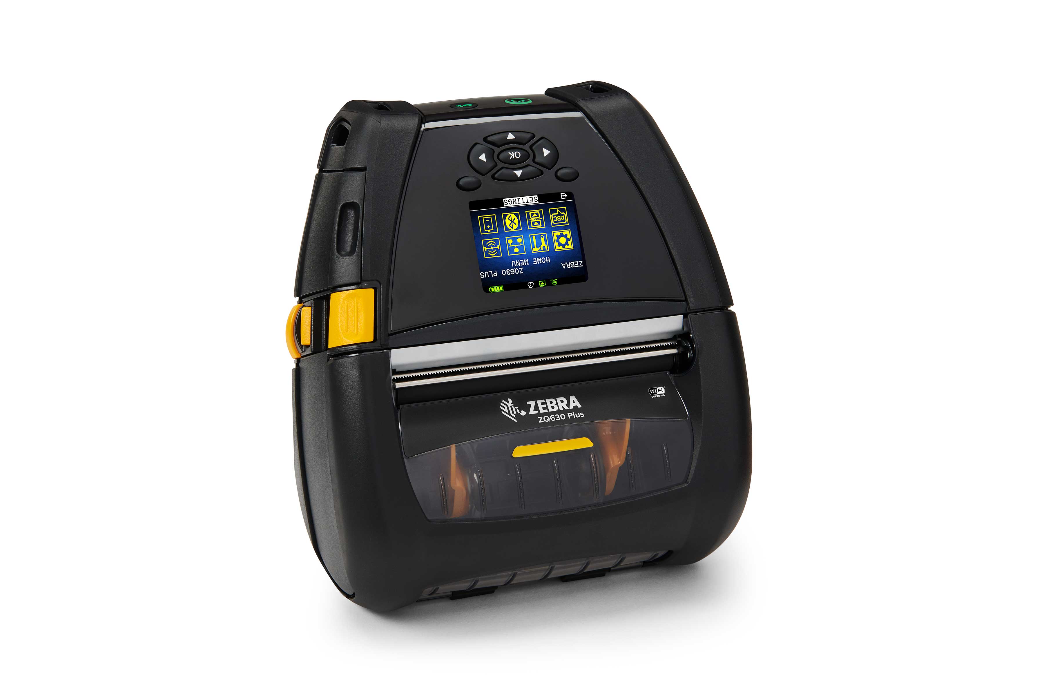Front view of a Zebra ZQ630 mobile printers designed to be portable for on-the-go use