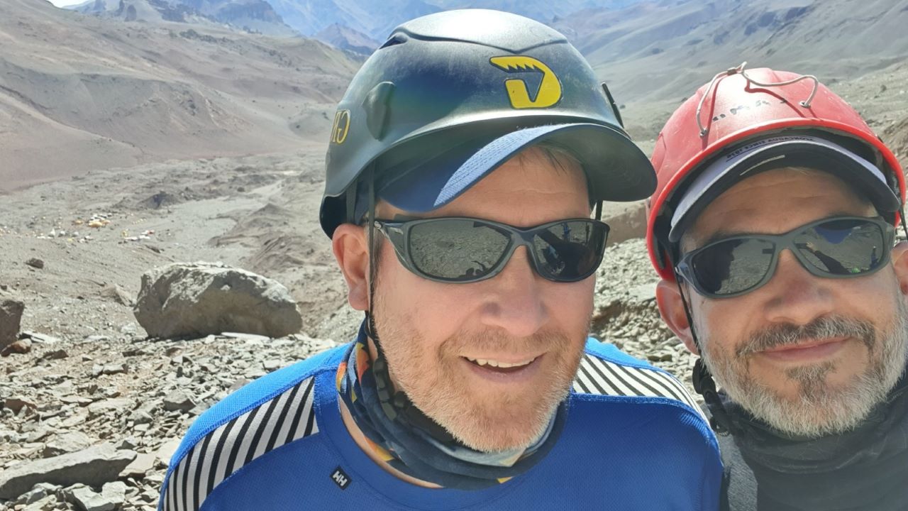 Two of the Zebras climbing Mount Aconcagua with Zippy